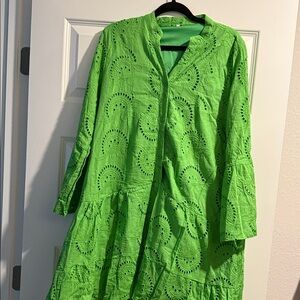 Vibrant Green Eyelet Dress